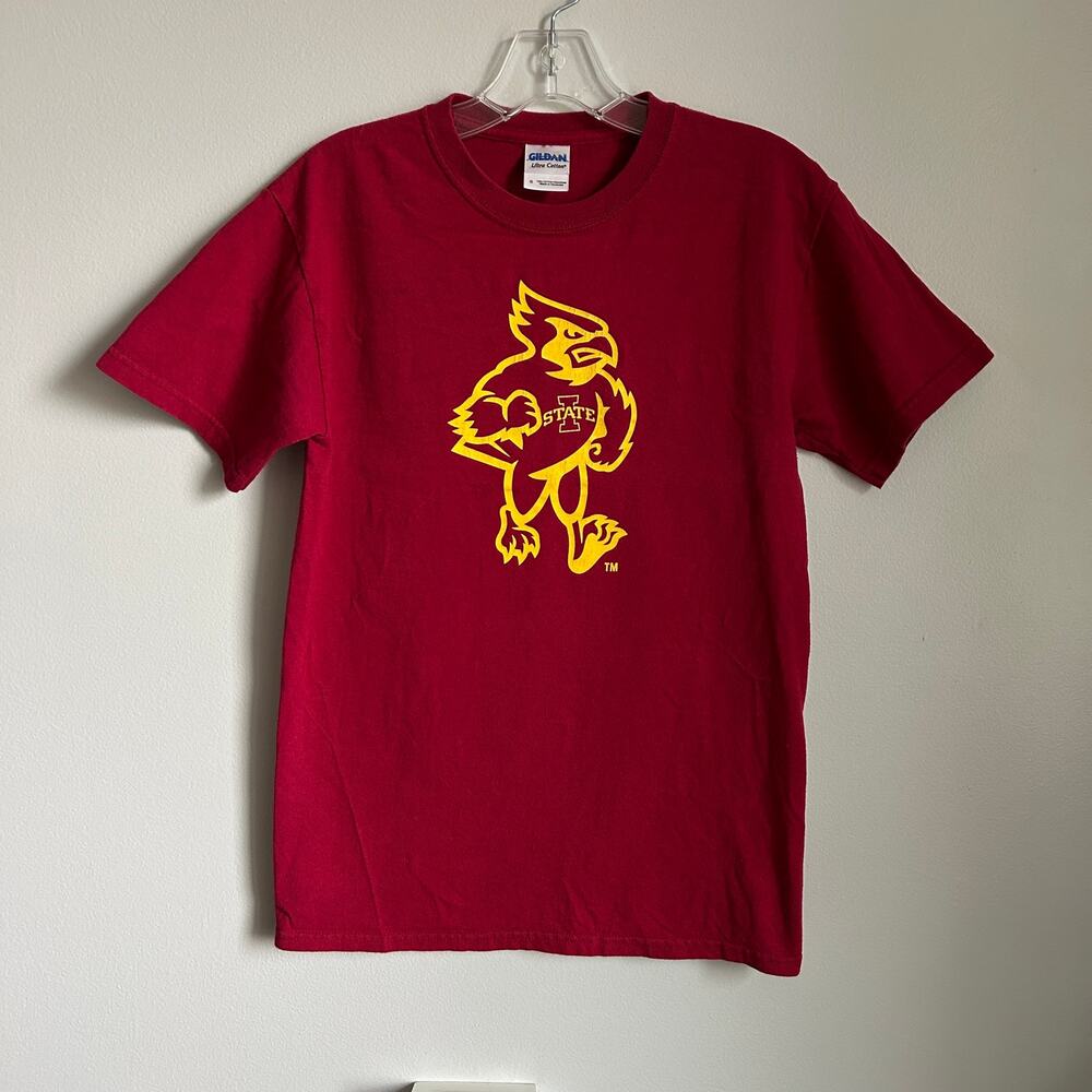Gildan Red Yellow Iowa State Cyclones The Bird is the Word Crewneck Shirt Small